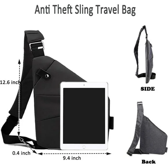 Anti Theft Travel Sling Bag for Women Men Nylon Compact Crossbody Purse - Picture 3 of 6